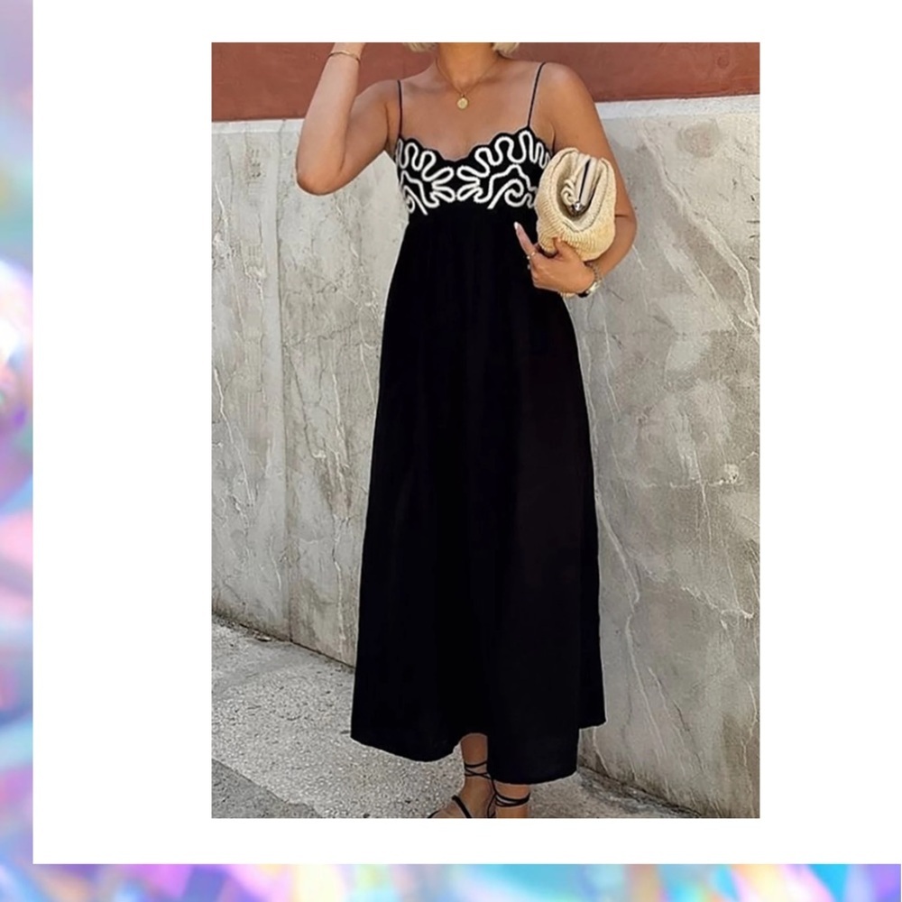 Commense Black and White Maxi Dress size Medium